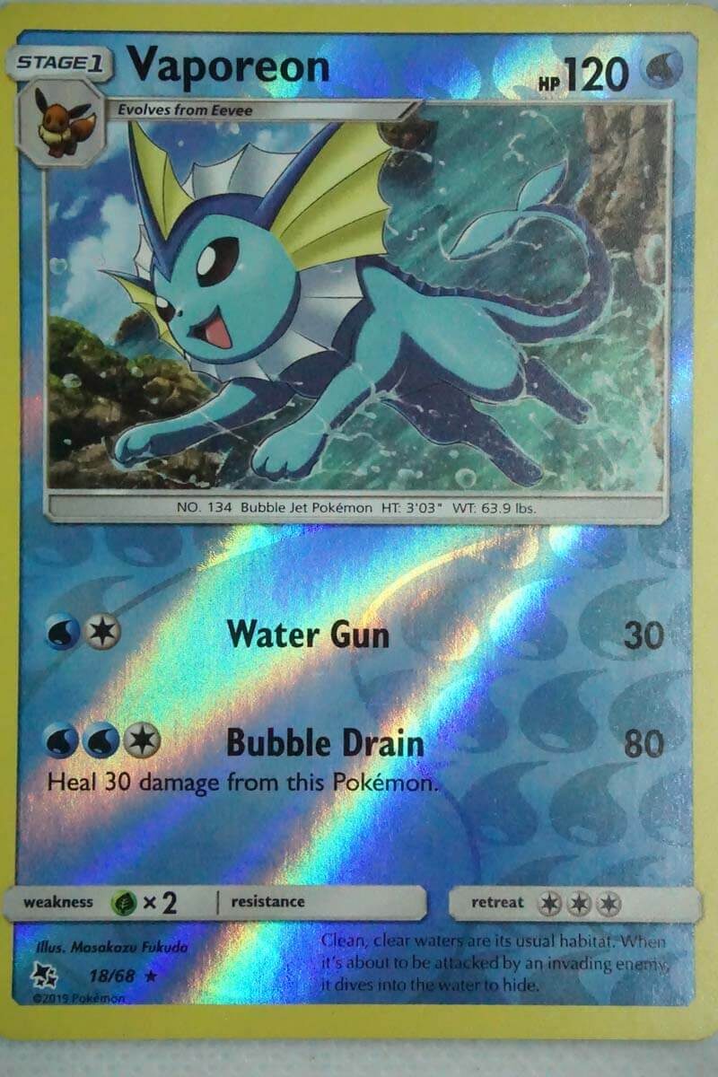 Vaporeon 18/68 Reverse Holo Rare
