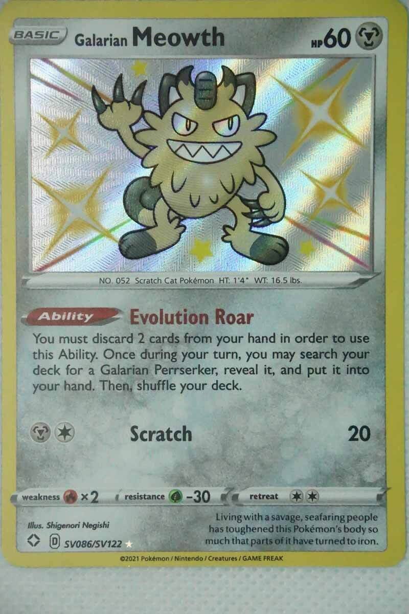 Galarian Meowth SV86 / SV122 Shiny Rare