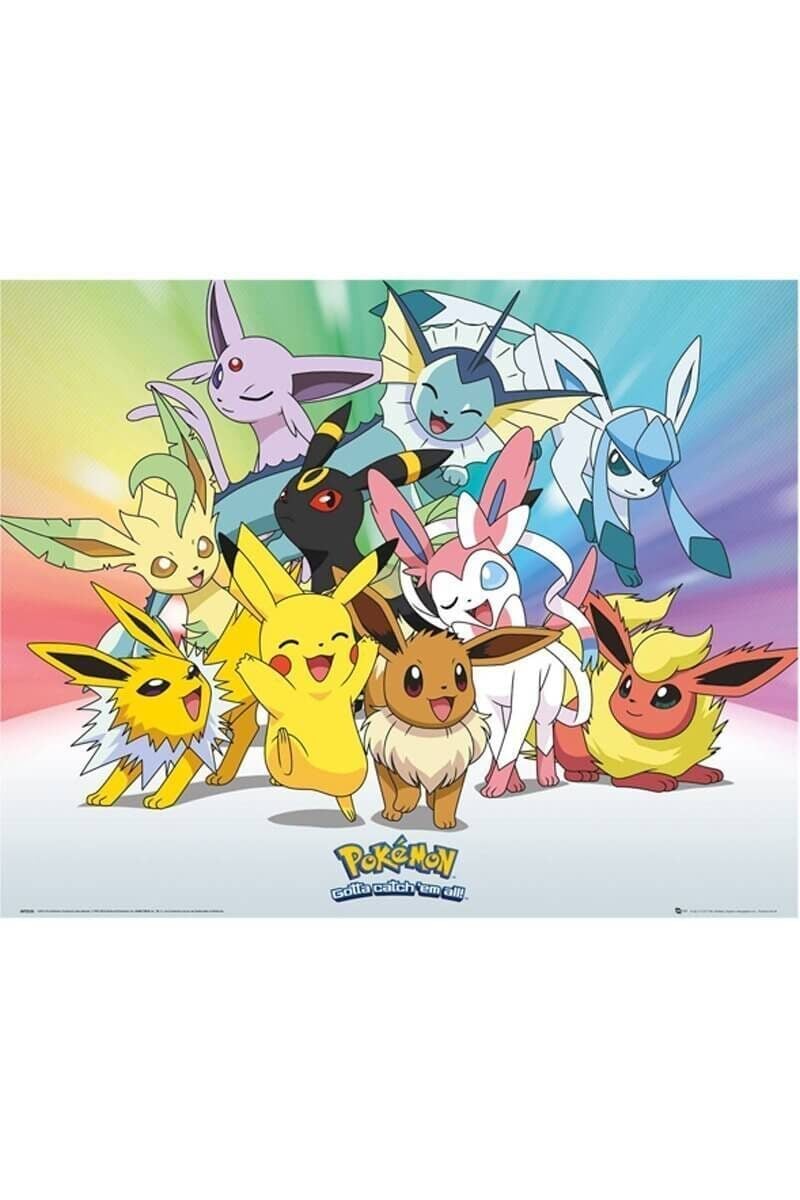 Poster med Pikachu Eevee och utvecklingar
