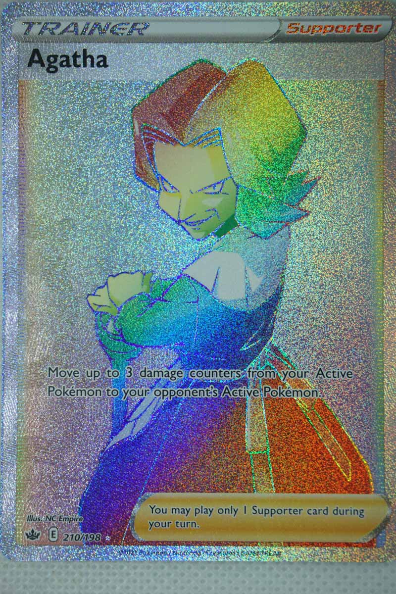 agatha pokemon card rainbow Pokemon Agatha 210/198 Rainbow Full Art Secret Rare Chilling Reign Card Mint