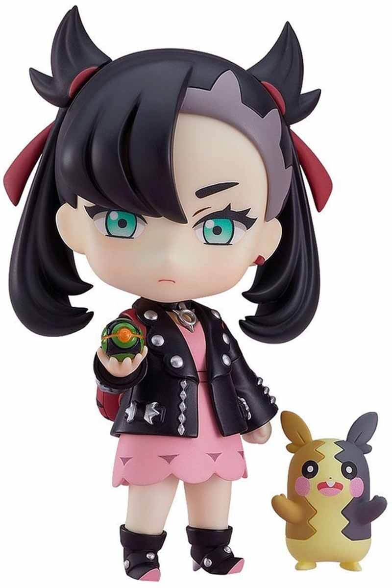 Japansk utställningsfigur Marnie med Morpeko och Dusk Ball