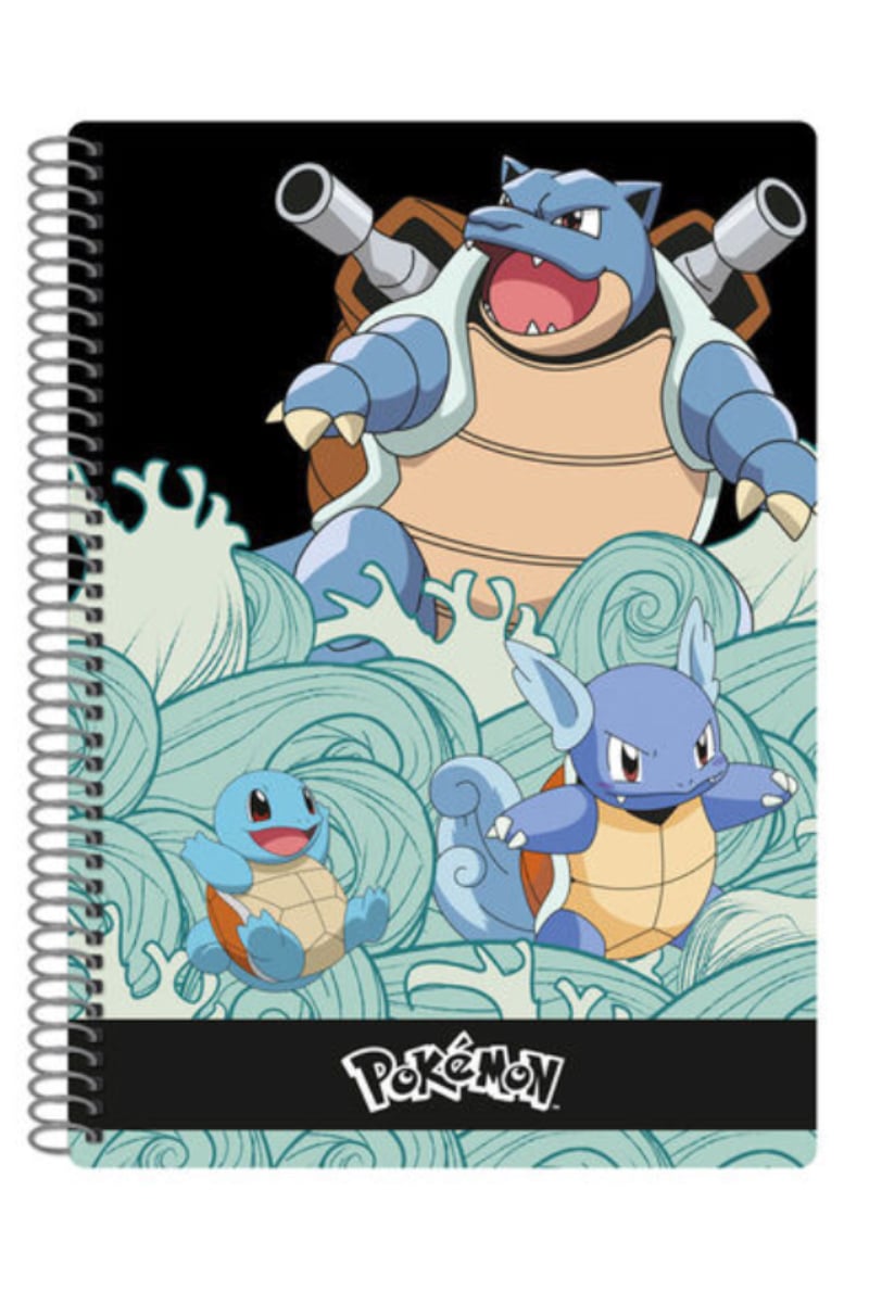 Anteckningsblocksspiralbaksida med Blastoise, Wartortle och Squirtle