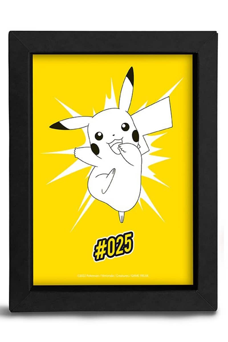 Liten inramad tavla med Pikachu
