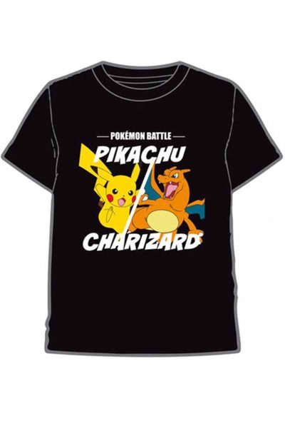 Svart T-tröja med Charizard & Pikachu för barn