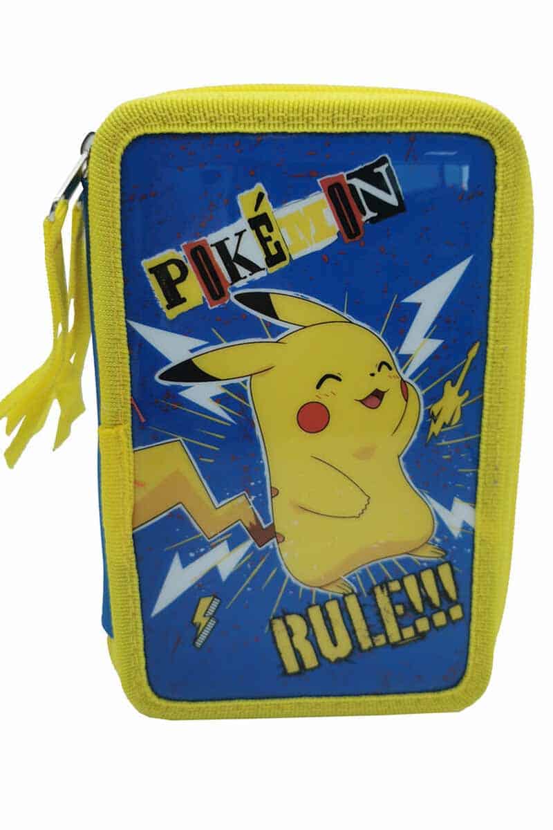 Pikachu Pennfodral med tre fack Inklusive volym